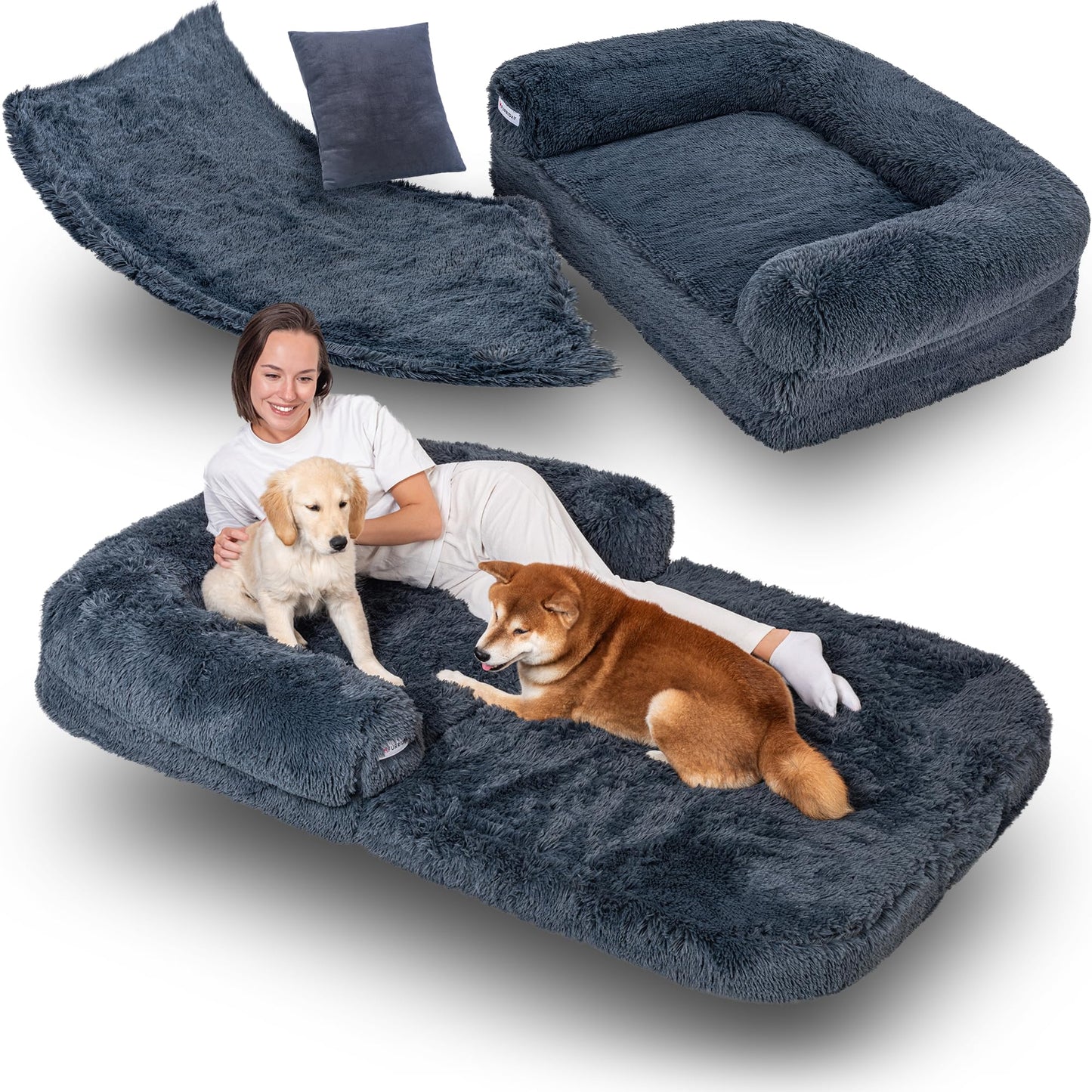 CalmNest — Human-Sized Memory Foam Dog Bed (Fits You Both)