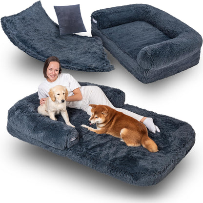 CalmNest — Human-Sized Memory Foam Dog Bed (Fits You Both)